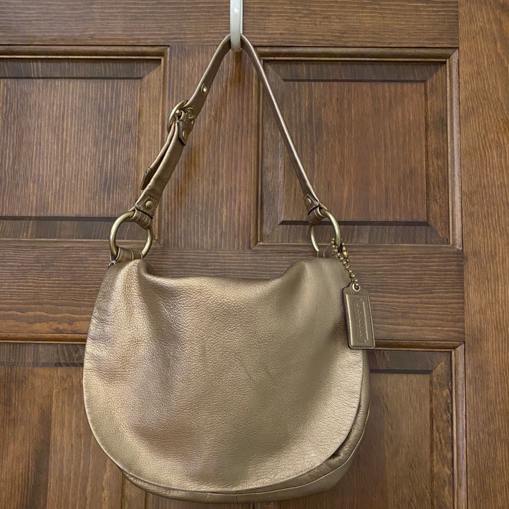 Metallic Coach leather shoulder bag